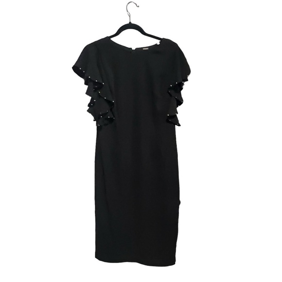 T Tahari Studded Beads Flutter Sleeve Dress, New with Tags - Picture 3 of 7